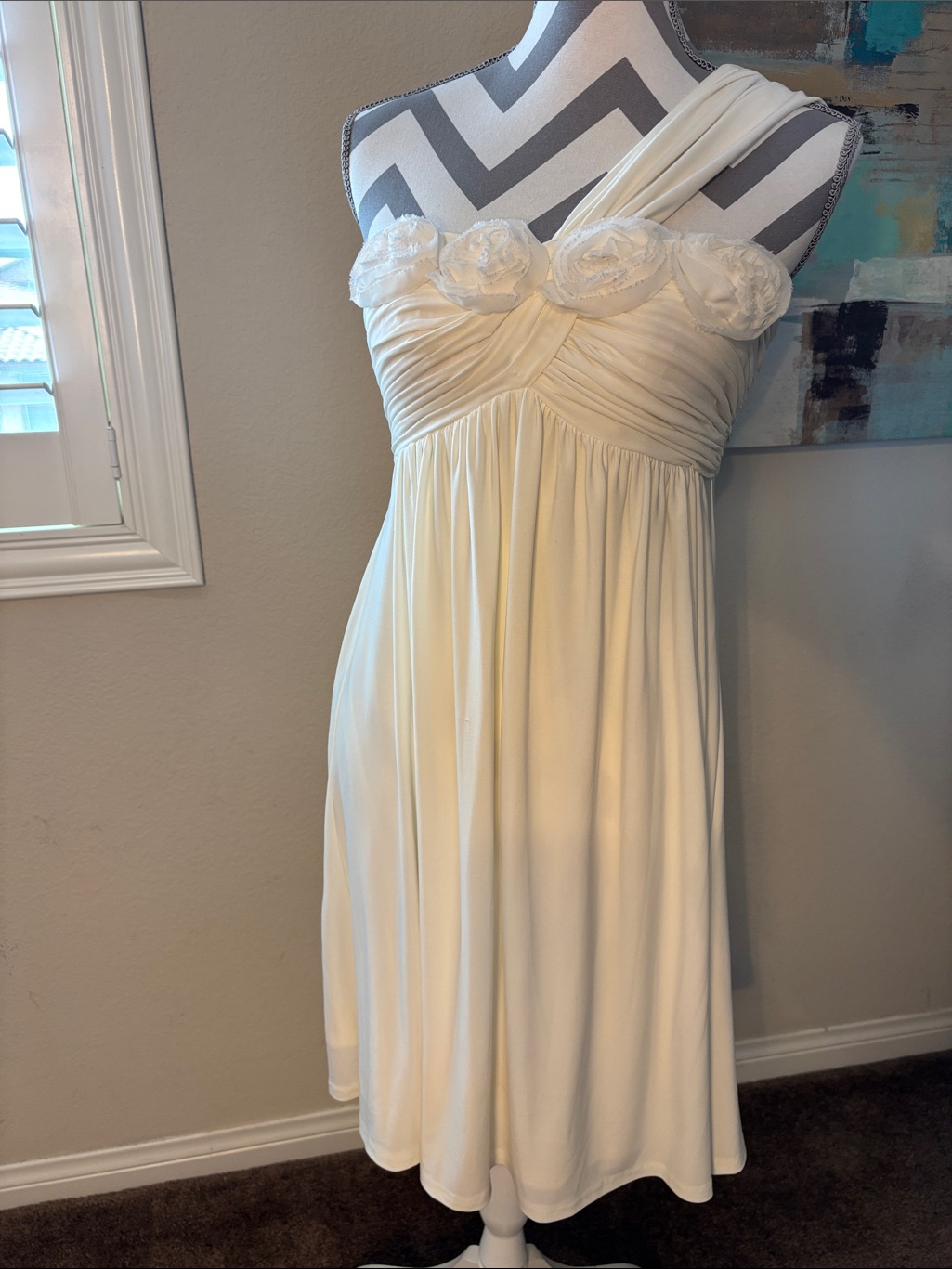 Ivory One-Shoulder Empire Dress